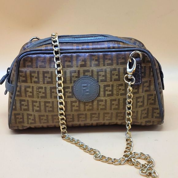 Fendi Handbags - COPY - Authentic Fendi FF Monogram Pouch on Chain
